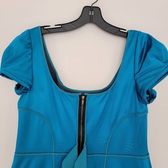 ZAC POSEN Teal Silk / Viscose Coctail Dress - Picture 6 of 15
